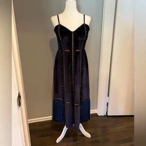 Self-Portrait Blue Velvet MIDI Dress
